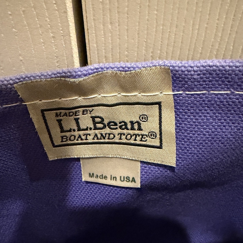 Vintage LL Bean Boat And Tote Purple Canvas SAM Embroidered School Travel 17x12 - Picture 8 of 13
